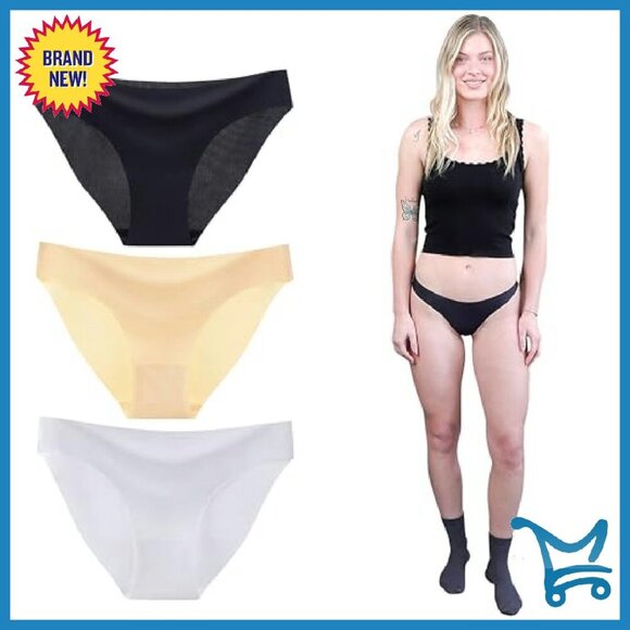 Seamless Silk Panties 3-Pack - Moisture-Wicking Nylon/Spandex - Sizes S-XL - Picture 2 of 8